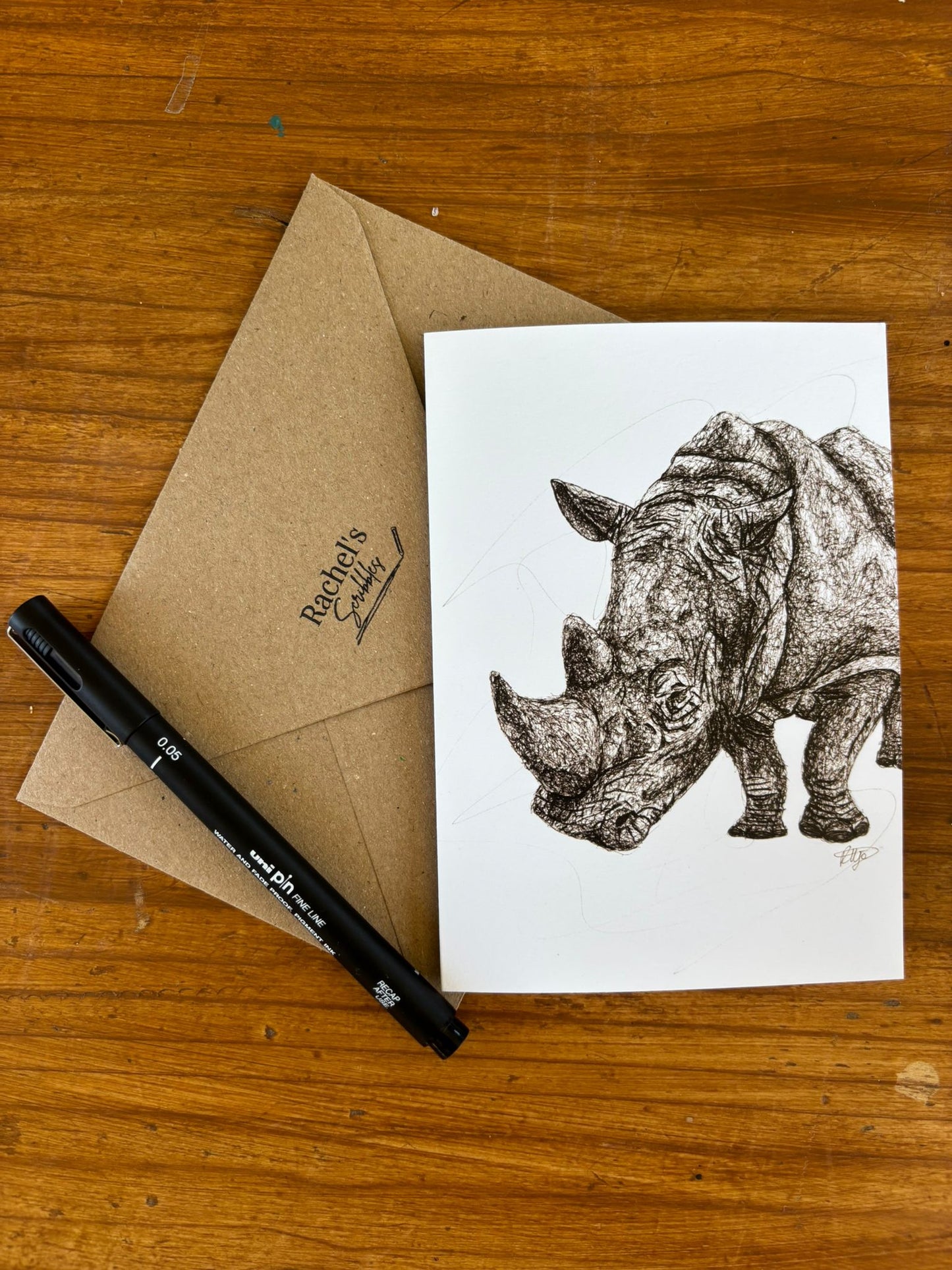 White Rhino Greeting Card
