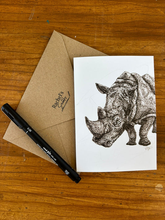 White Rhino Greeting Card